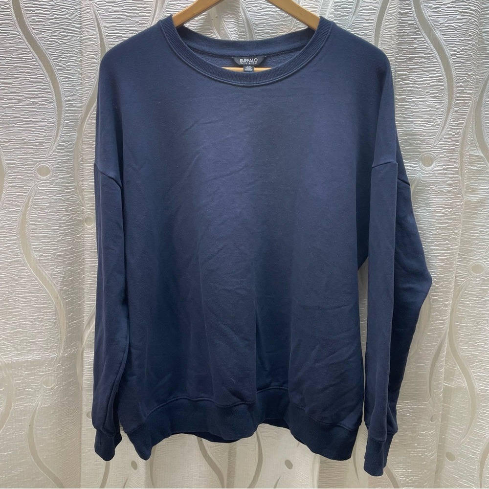 Buffalo David‎ Bitton Navy Blue Crewneck Sweatshirt Mens Large Pullover Sweater